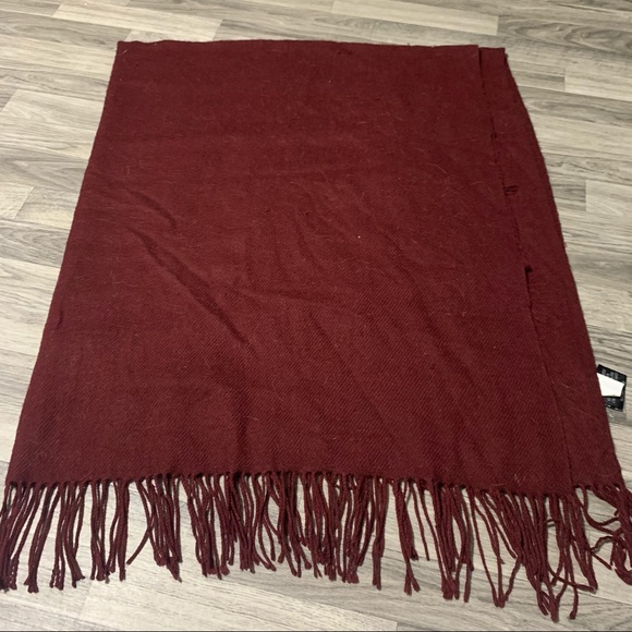 Ashton Burgundy Red W/Fringes Scarf; OS - Picture 7 of 7